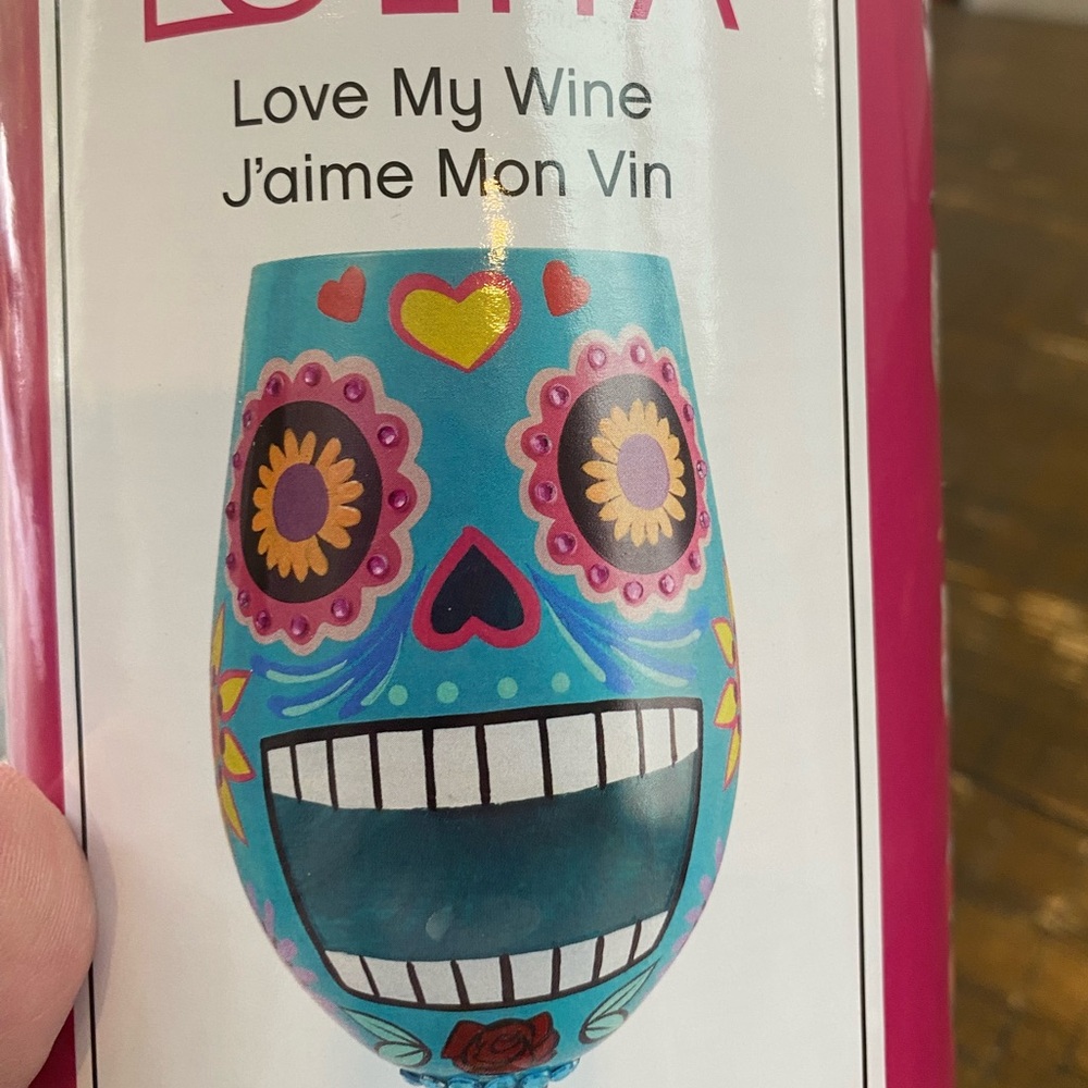 🌸”Calavera Sugar Skull” Hand Painted Wine Glass - Picture 10 of 15